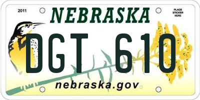 NE license plate DGT610