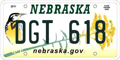 NE license plate DGT618