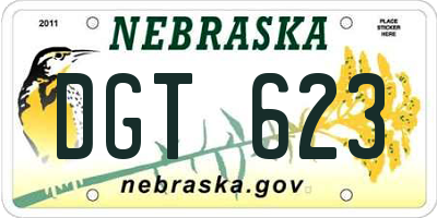 NE license plate DGT623
