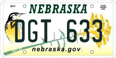 NE license plate DGT633