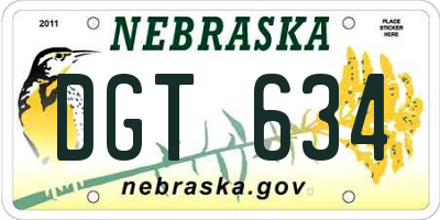 NE license plate DGT634