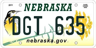 NE license plate DGT635