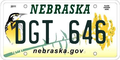NE license plate DGT646