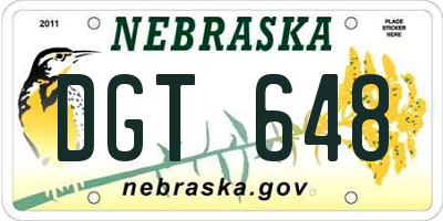 NE license plate DGT648