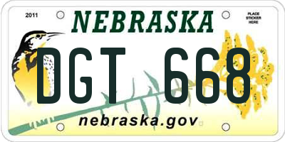 NE license plate DGT668