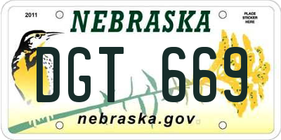 NE license plate DGT669
