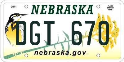 NE license plate DGT670