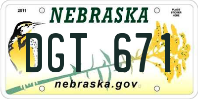 NE license plate DGT671