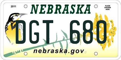 NE license plate DGT680