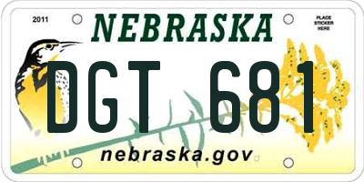 NE license plate DGT681