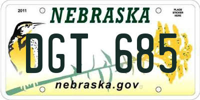 NE license plate DGT685