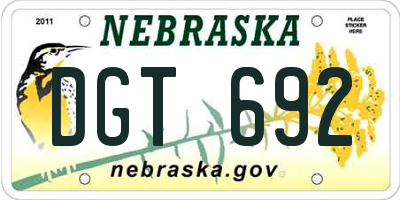 NE license plate DGT692