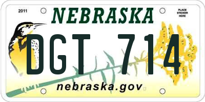 NE license plate DGT714