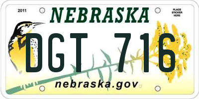 NE license plate DGT716