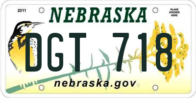 NE license plate DGT718