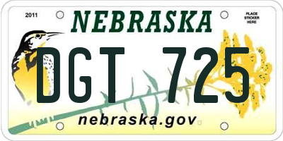 NE license plate DGT725