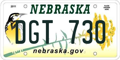 NE license plate DGT730