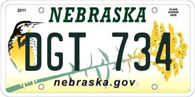 NE license plate DGT734