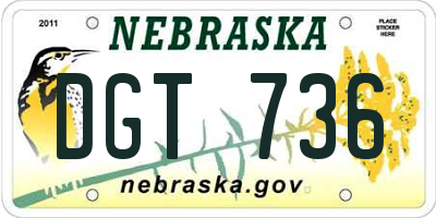 NE license plate DGT736
