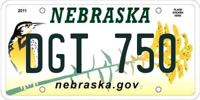 NE license plate DGT750