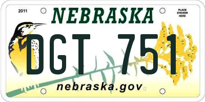 NE license plate DGT751