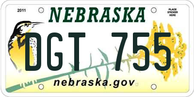 NE license plate DGT755