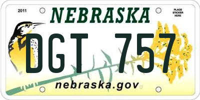 NE license plate DGT757