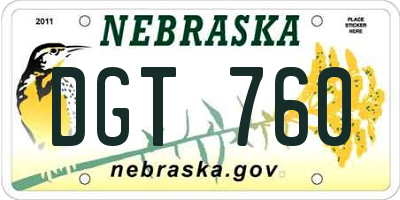 NE license plate DGT760