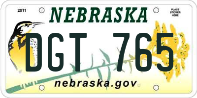 NE license plate DGT765