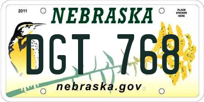 NE license plate DGT768