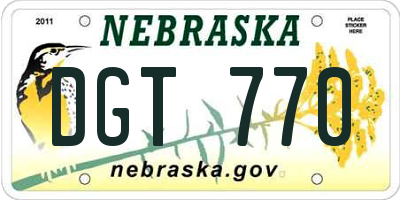 NE license plate DGT770