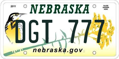 NE license plate DGT777