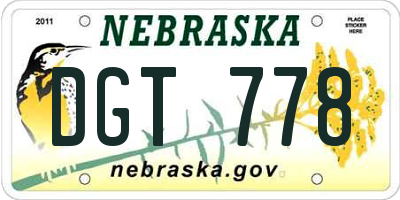 NE license plate DGT778
