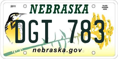 NE license plate DGT783