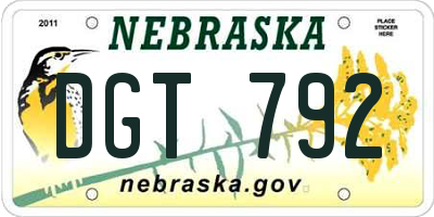 NE license plate DGT792
