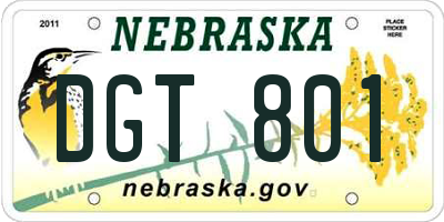 NE license plate DGT801