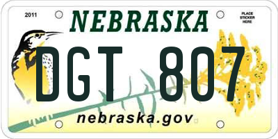NE license plate DGT807