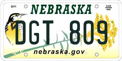 NE license plate DGT809