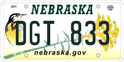 NE license plate DGT833