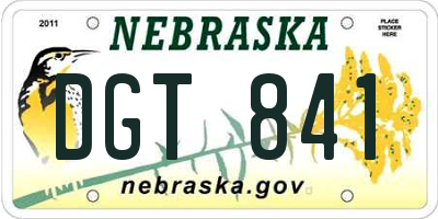 NE license plate DGT841