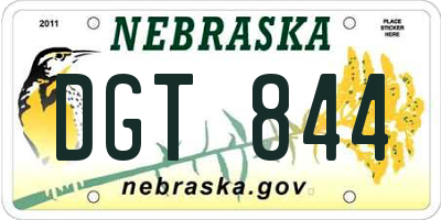 NE license plate DGT844