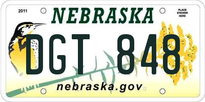 NE license plate DGT848