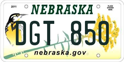 NE license plate DGT850