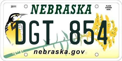NE license plate DGT854