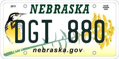 NE license plate DGT880