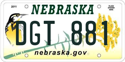 NE license plate DGT881