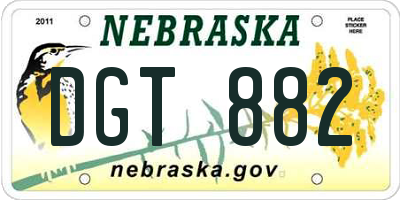 NE license plate DGT882