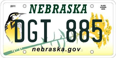 NE license plate DGT885