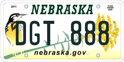 NE license plate DGT888