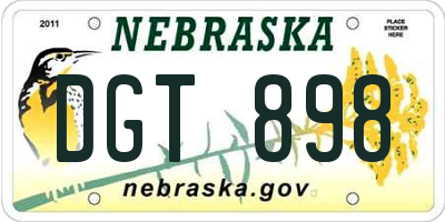 NE license plate DGT898